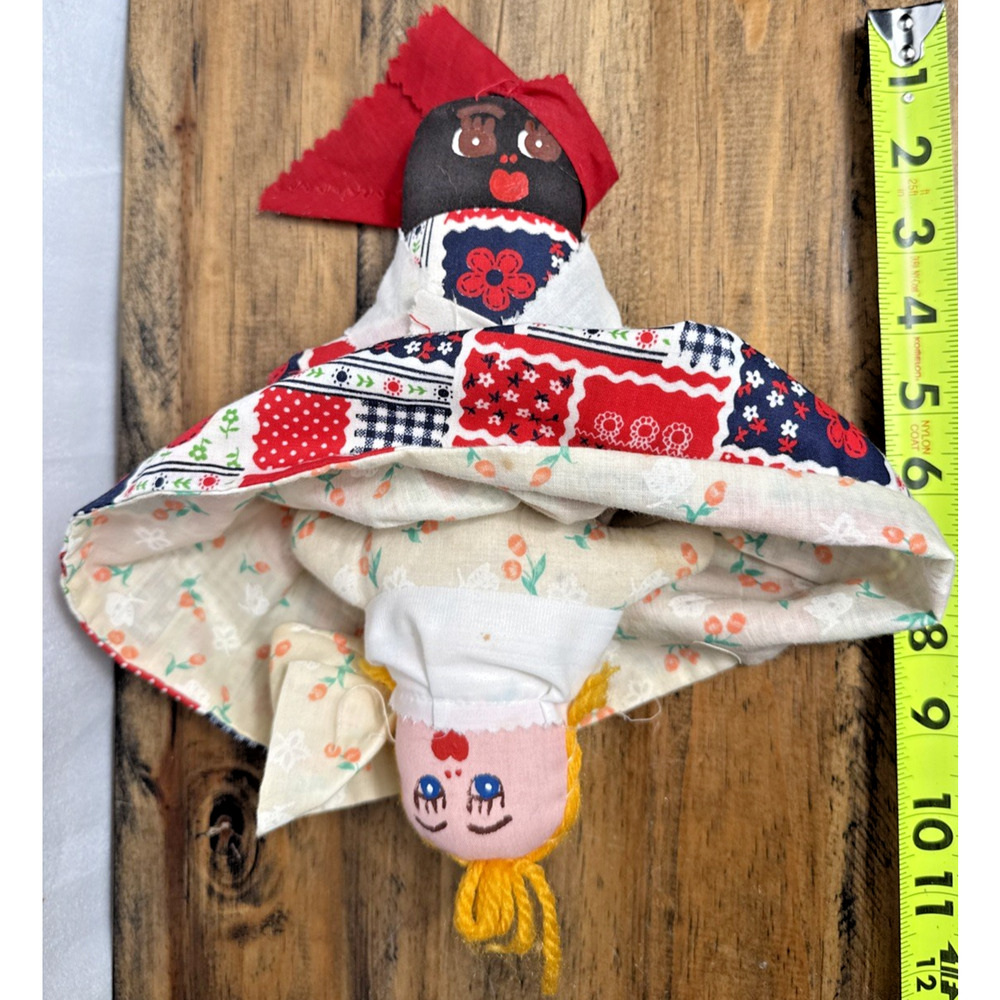 Vintage Topsy Turvy Rag Doll Cloth Flip Cultural Reversible Floral Dress GUC 12"